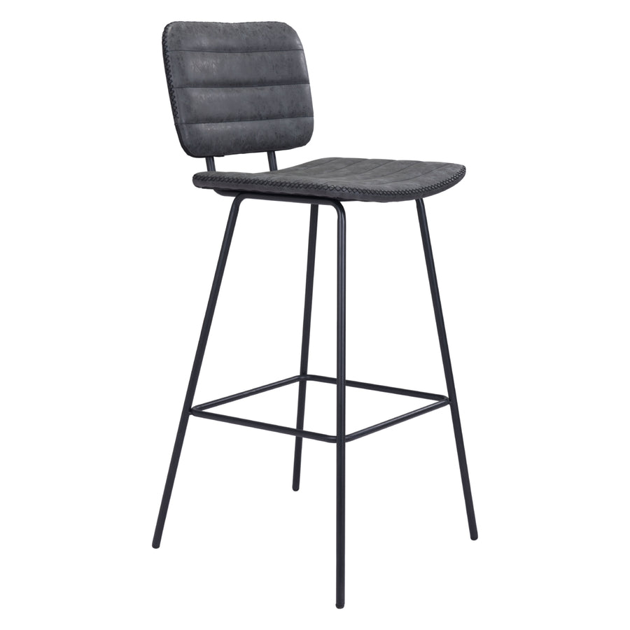 Boston Barstool Set of 2 Vintage Black Faux Leather Counter Height Stool Image 1