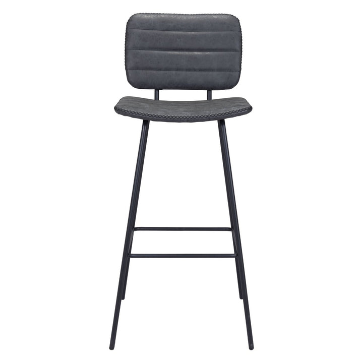 Boston Barstool Set of 2 Vintage Black Faux Leather Counter Height Stool Image 3