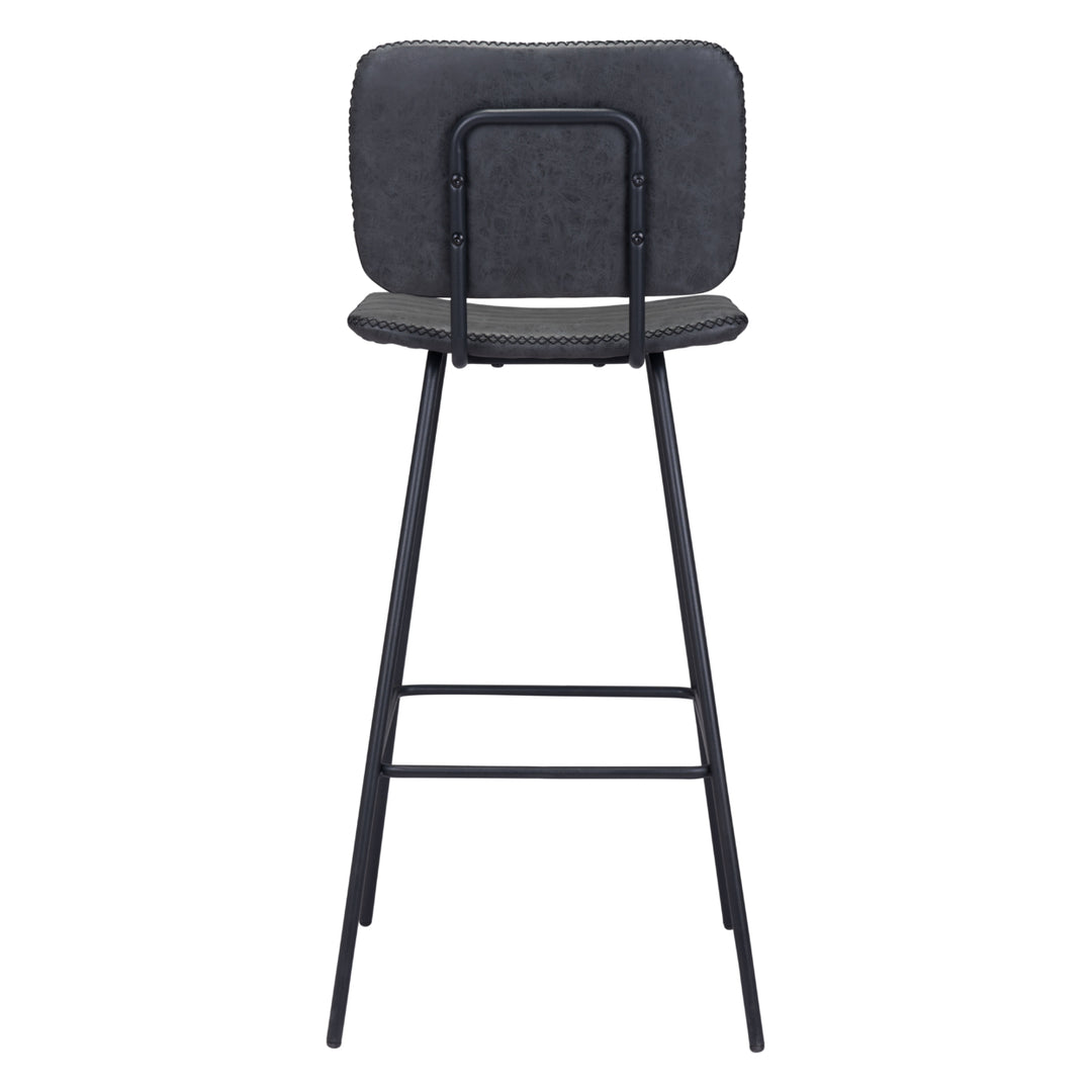 Boston Barstool Set of 2 Vintage Black Faux Leather Counter Height Stool Image 4