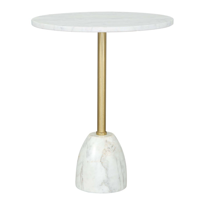 Cynthia Side Table White and Gold Marble Top Modern Glam Steel Frame Furniture Image 1