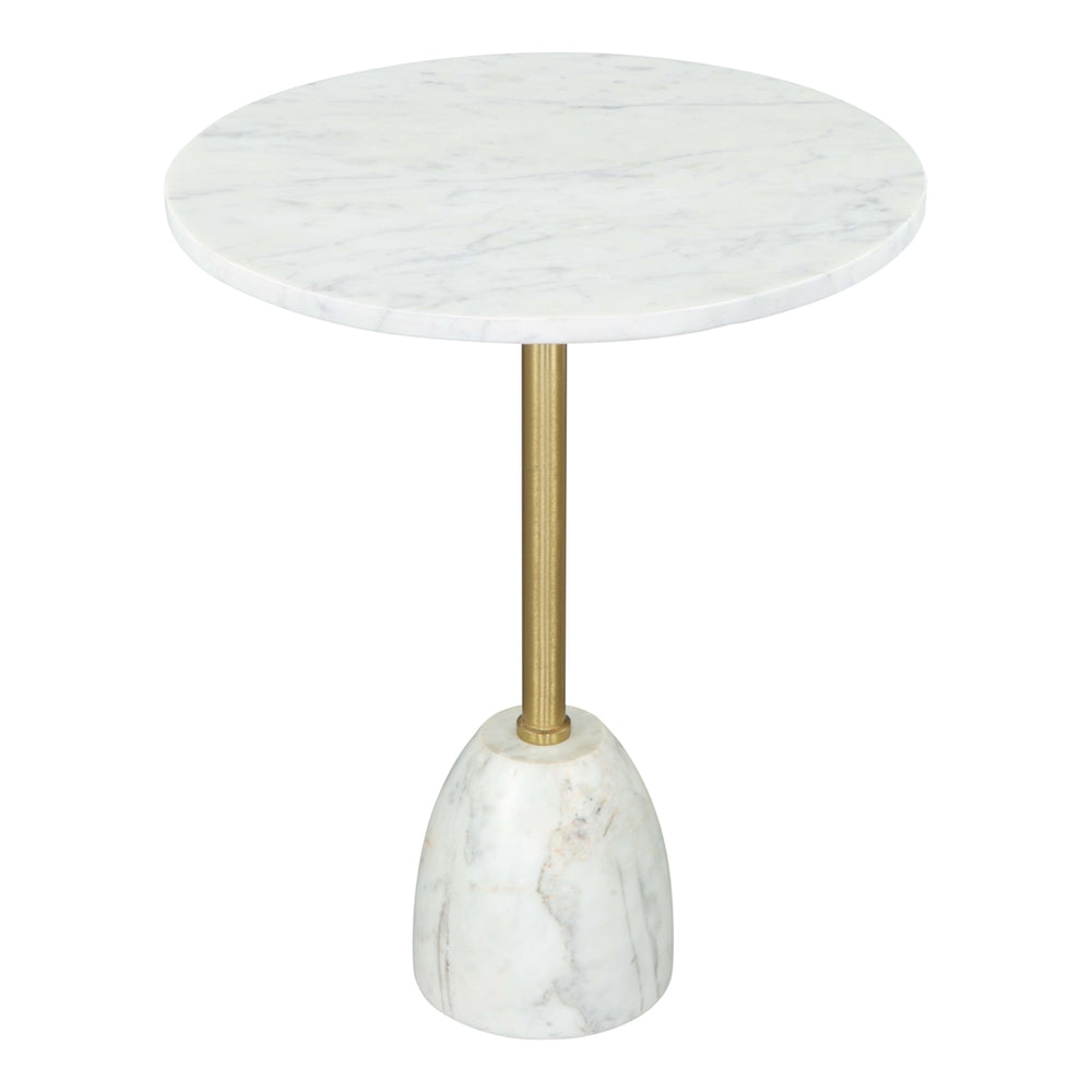 Cynthia Side Table White and Gold Marble Top Modern Glam Steel Frame Furniture Image 2