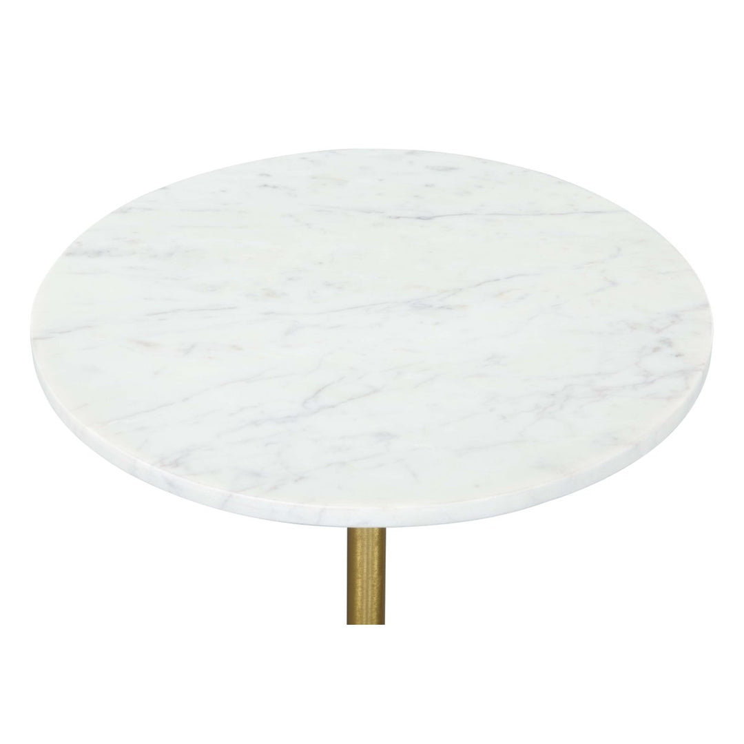 Cynthia Side Table White and Gold Marble Top Modern Glam Steel Frame Furniture Image 3