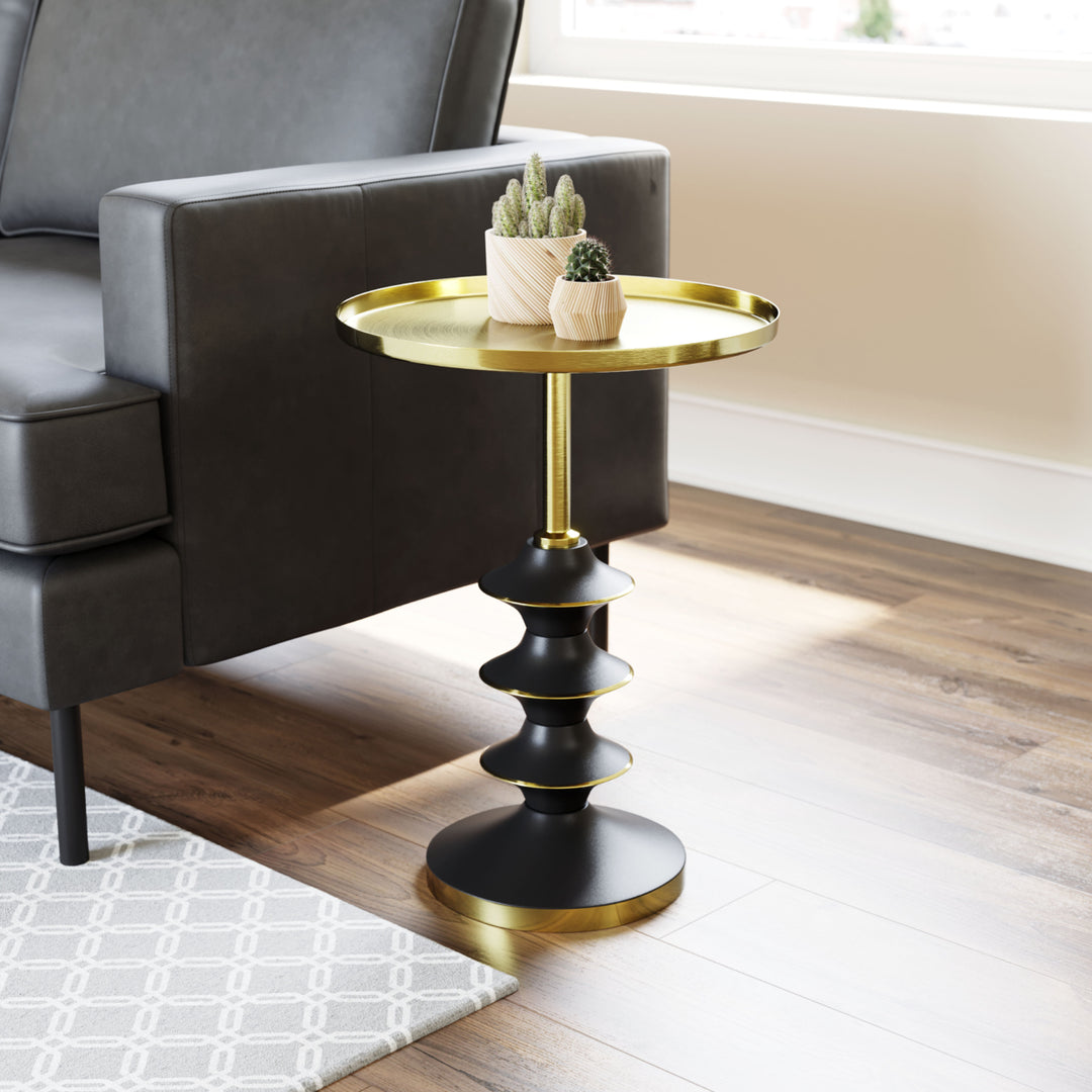 Donahue Side Table Gold Black Steel Frame Glam Modern Industrial Design Image 8