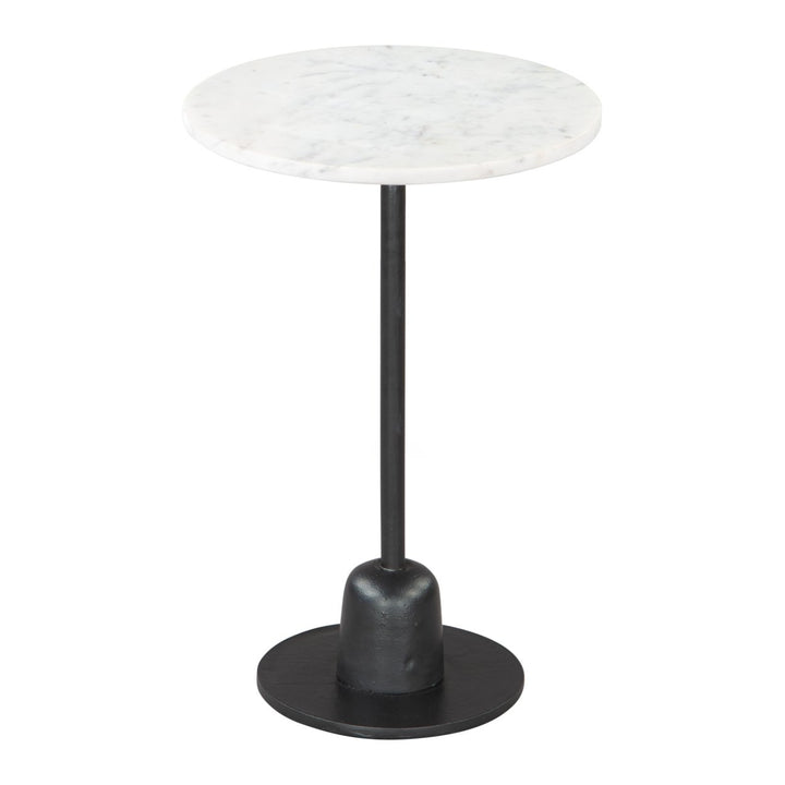 Whammy Side Table White and Black Marble Top Cast Aluminum Base Modern Chic Image 2