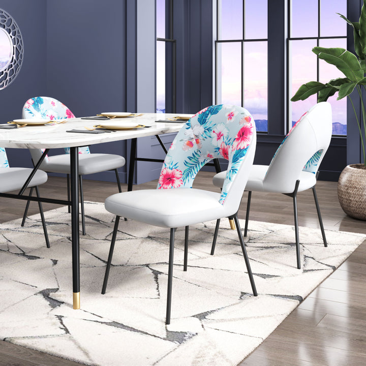 Torrey Dining Chair Set of 2 Multicolor Velvet Print Gray Steel Frame Image 10