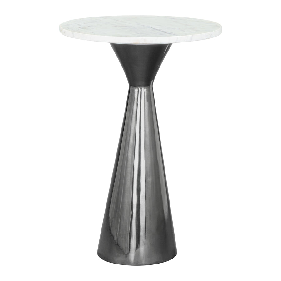 Tim Side Table White Black Marble Top Steel Base Modern Glam Furniture Image 1