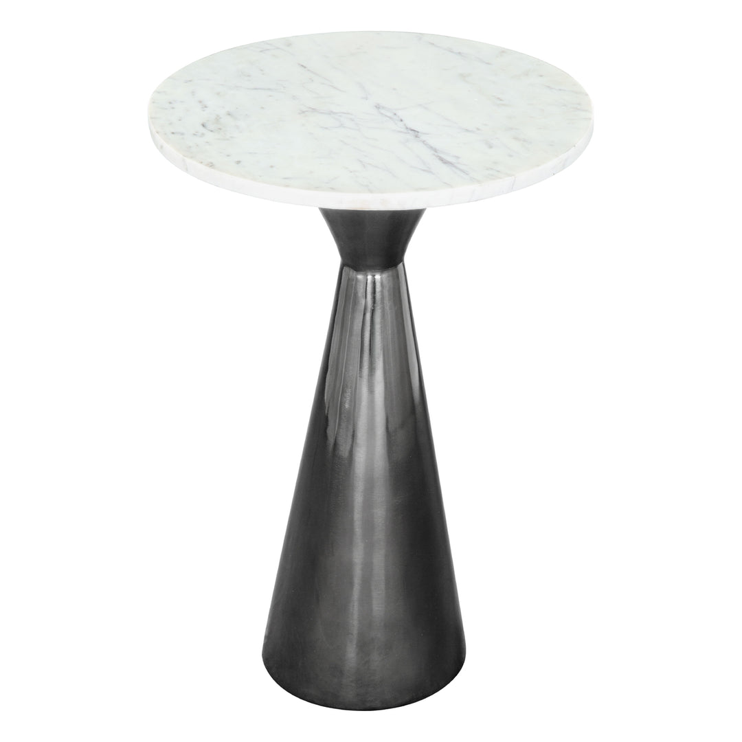 Tim Side Table White Black Marble Top Steel Base Modern Glam Furniture Image 2