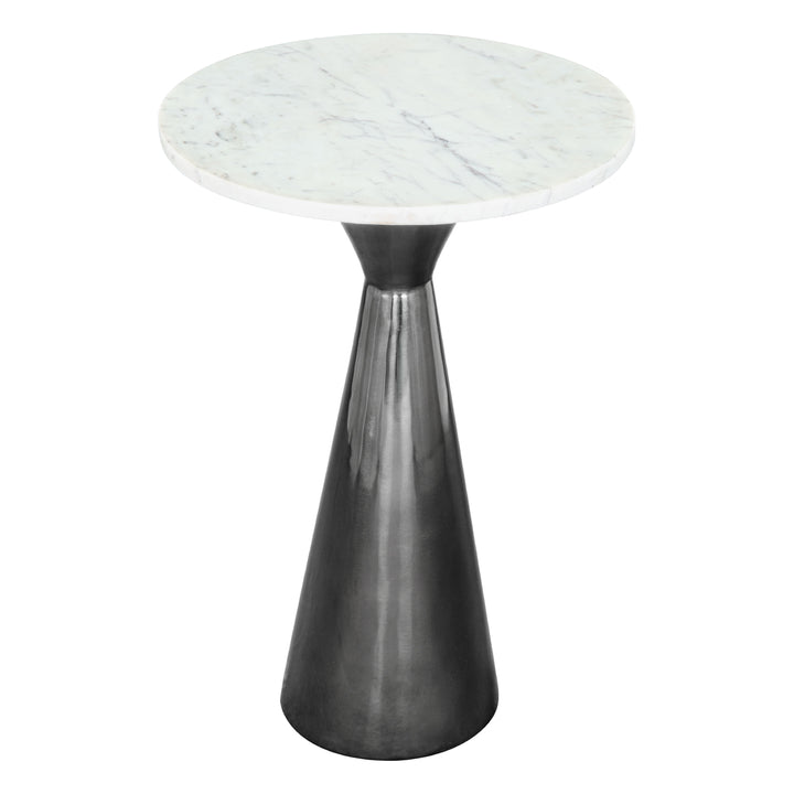 Tim Side Table White Black Marble Top Steel Base Modern Glam Furniture Image 2