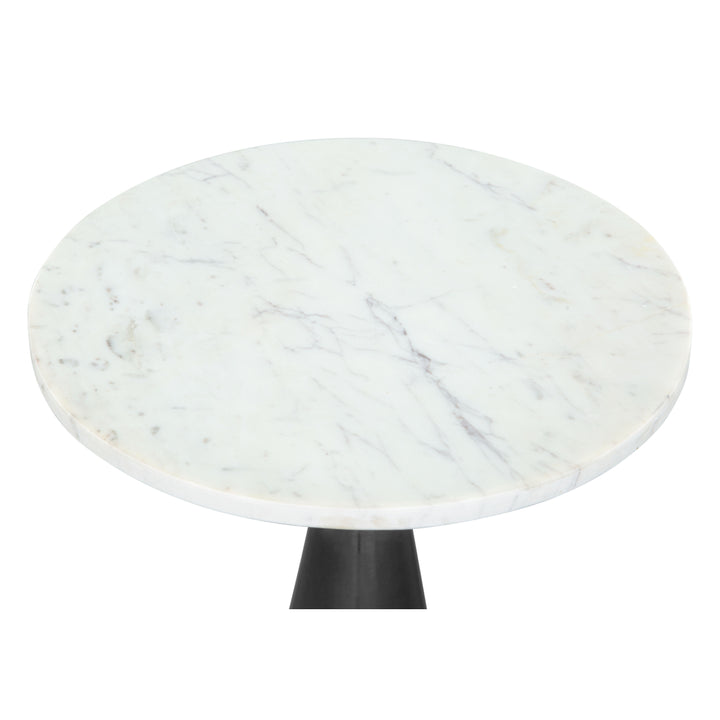 Tim Side Table White Black Marble Top Steel Base Modern Glam Furniture Image 3