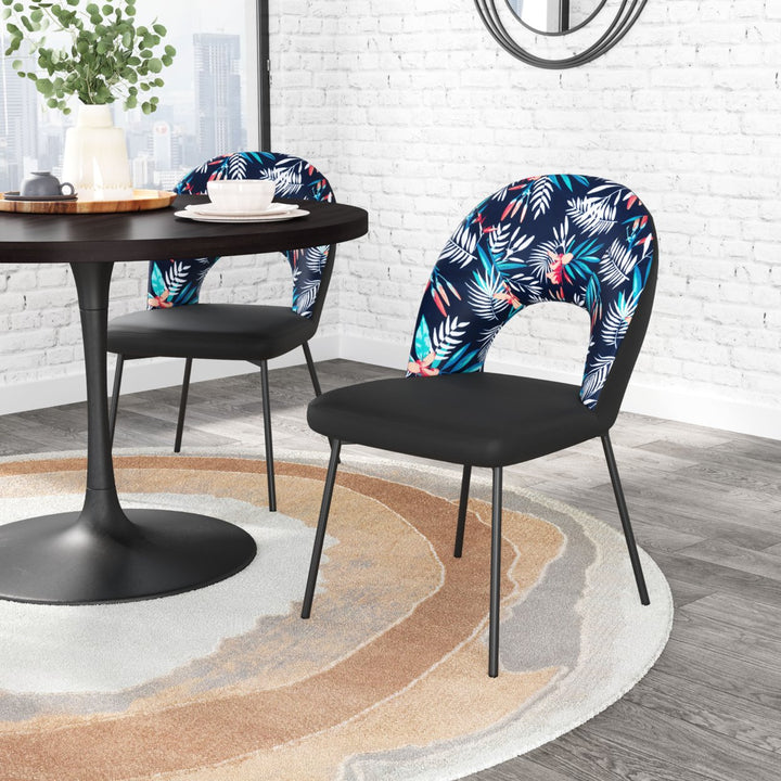 Merion Dining Chair (Set of 2) Multicolor Print and Black Image 10