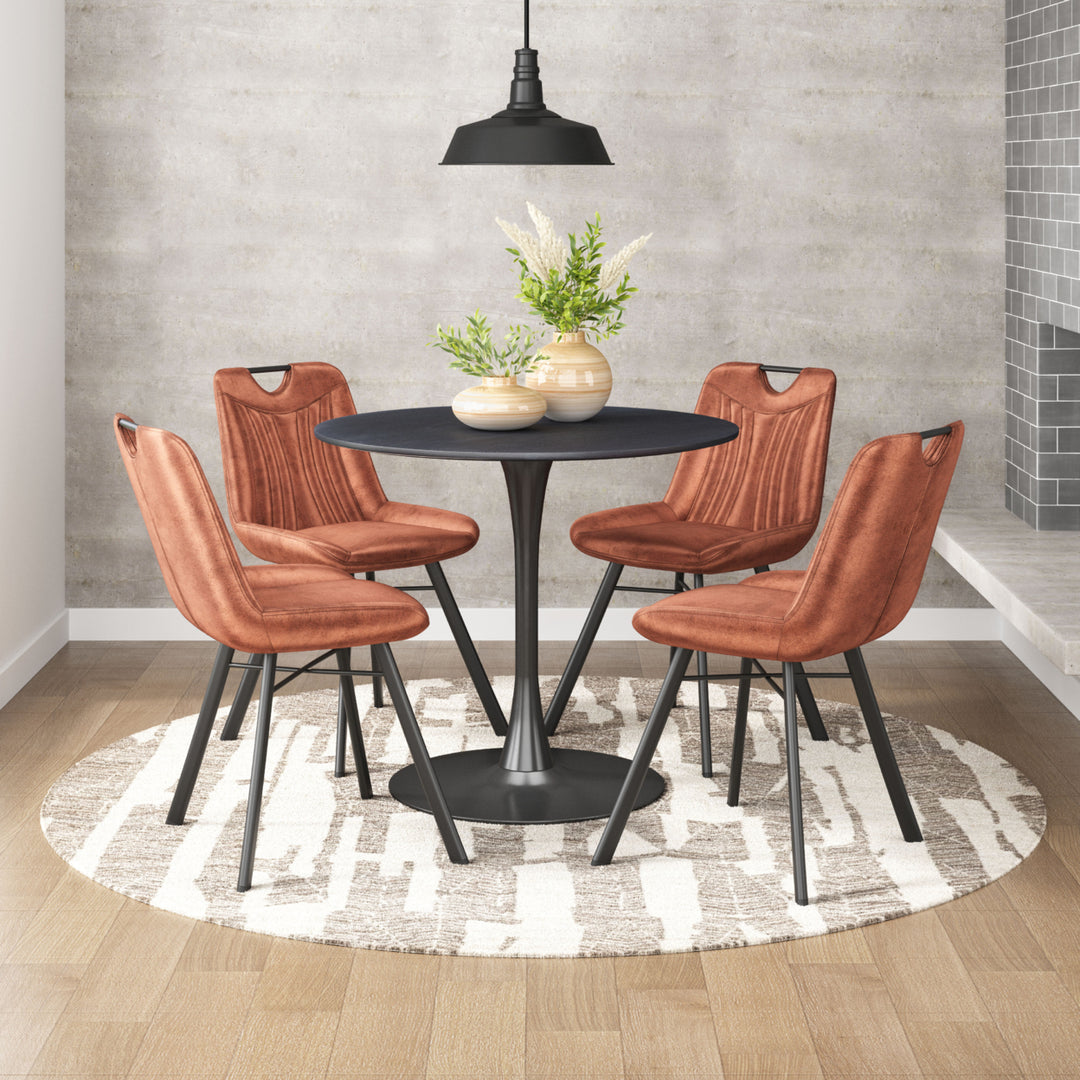 Tyler Dining Chair Set of 2 Velvet Seat Powder Coated Steel Frame Modern Glam Image 2