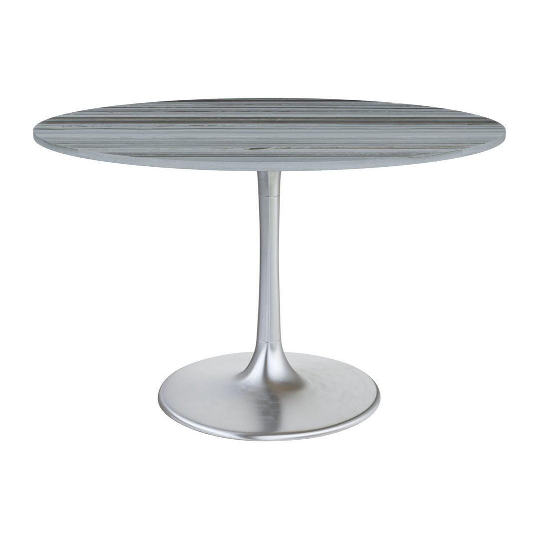 Star City 48" Dining Table Gray Marble Top Silver Steel Base Modern Glam Decor Image 1