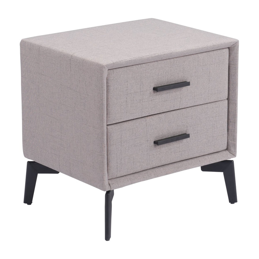 Halle Gray Side Table Modern MDF/Steel Frame Two Drawers Stylish Design Image 1