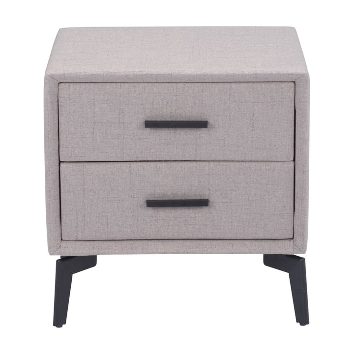 Halle Gray Side Table Modern MDF/Steel Frame Two Drawers Stylish Design Image 3