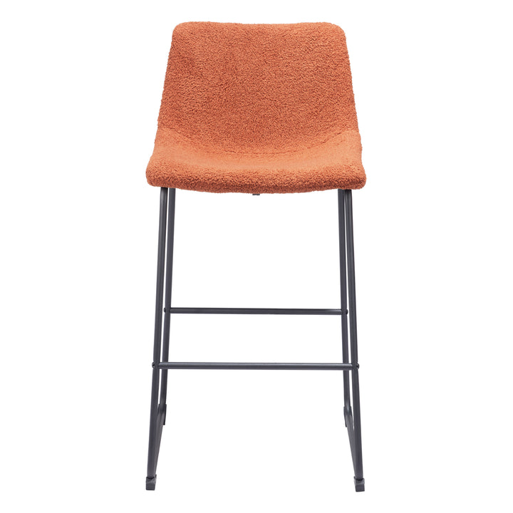 Smart Barstool Set of 2 Burnt Orange 100% Polyurethane Upholstered Metal Base Image 3