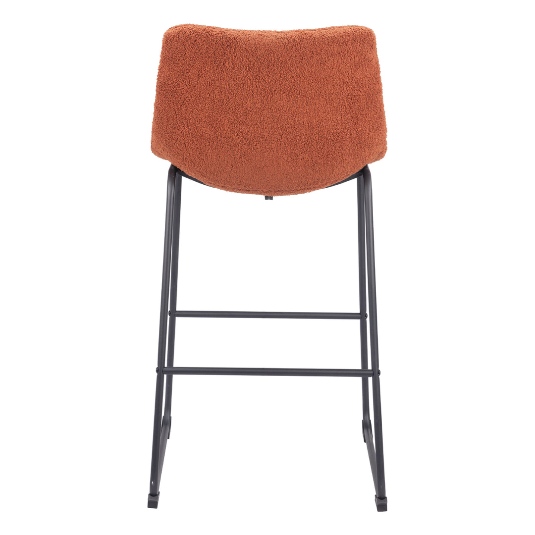 Smart Barstool Set of 2 Burnt Orange 100% Polyurethane Upholstered Metal Base Image 4