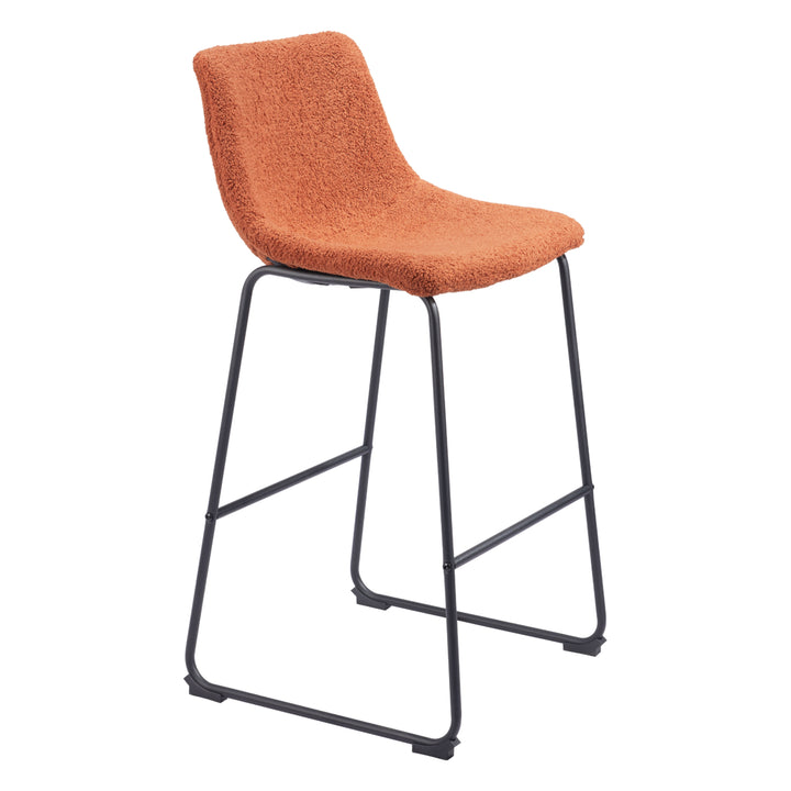 Smart Barstool Set of 2 Burnt Orange 100% Polyurethane Upholstered Metal Base Image 6