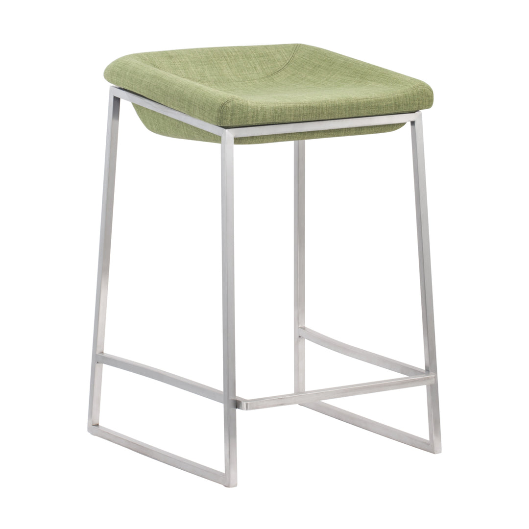 Lids Counter Stool Set of 2 Brushed Stainless Steel Green or Dark Gray Image 2