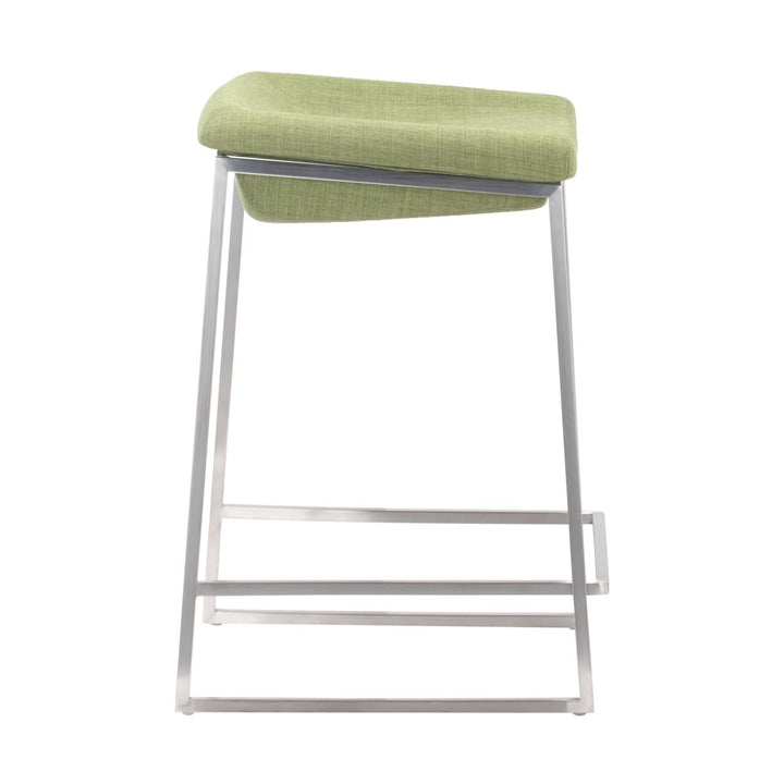 Lids Counter Stool Set of 2 Brushed Stainless Steel Green or Dark Gray Image 3