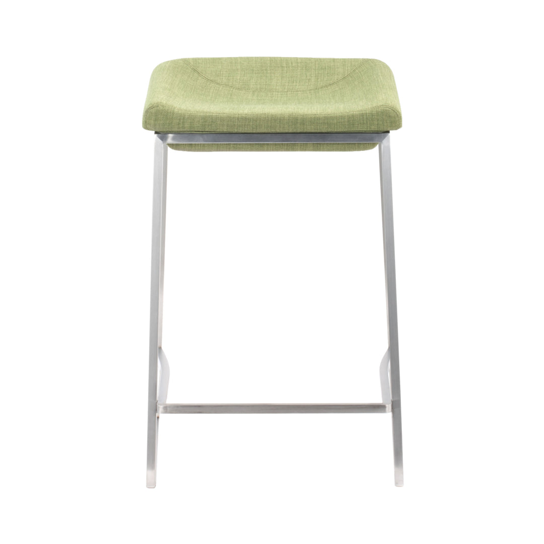 Lids Counter Stool Set of 2 Brushed Stainless Steel Green or Dark Gray Image 4