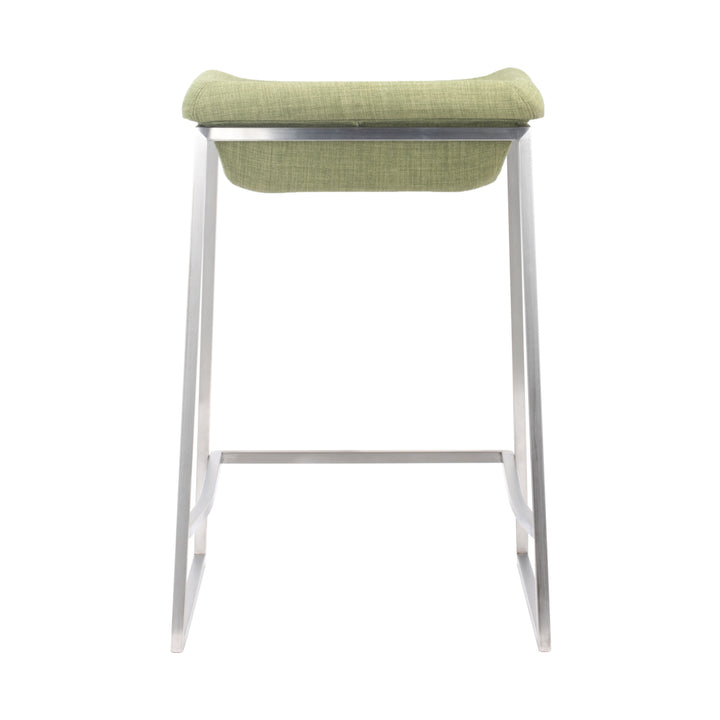 Lids Counter Stool Set of 2 Brushed Stainless Steel Green or Dark Gray Image 5