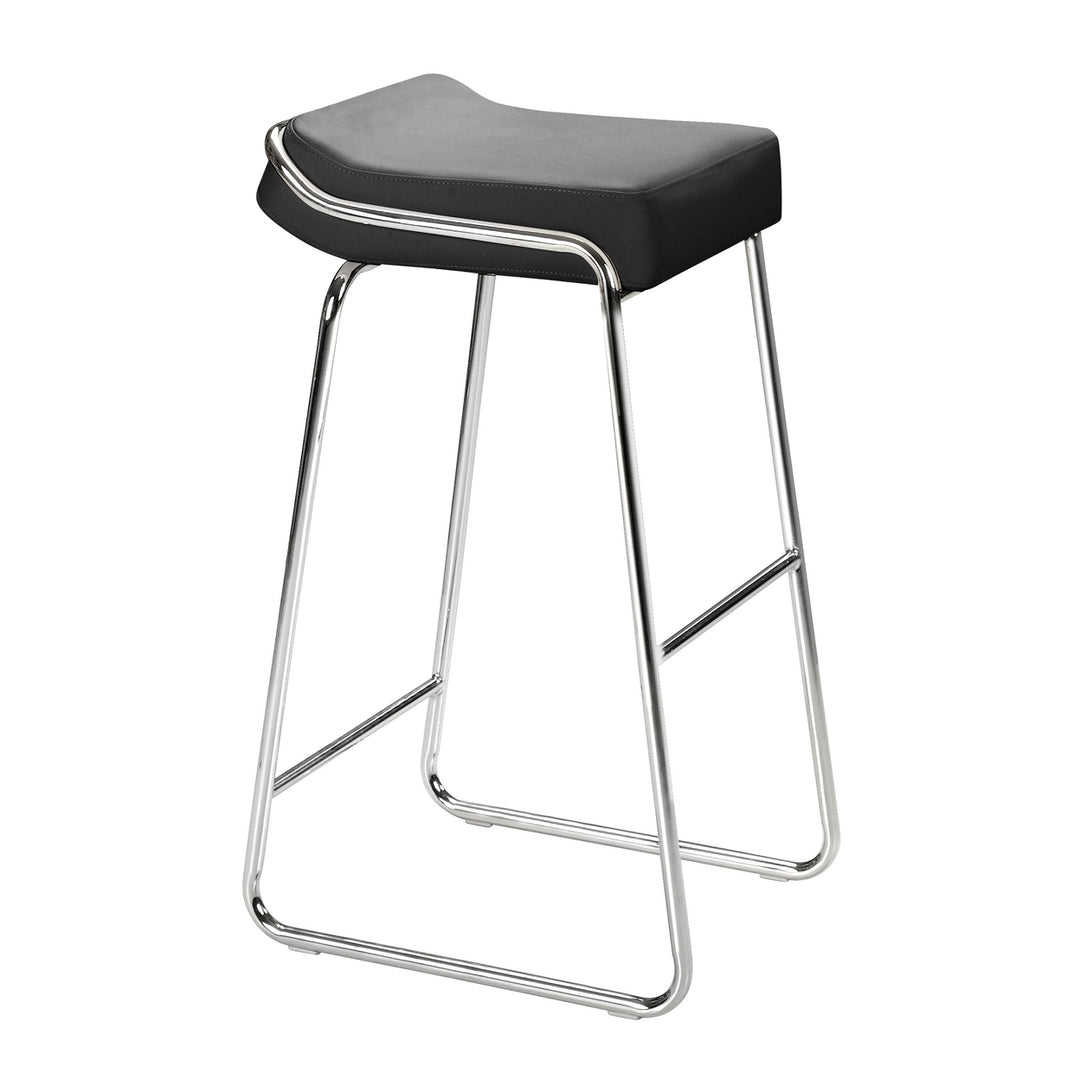 Wedge Barstool Set of 2 Chrome Steel Frame Polyurethane Cushion Modern Design Image 2