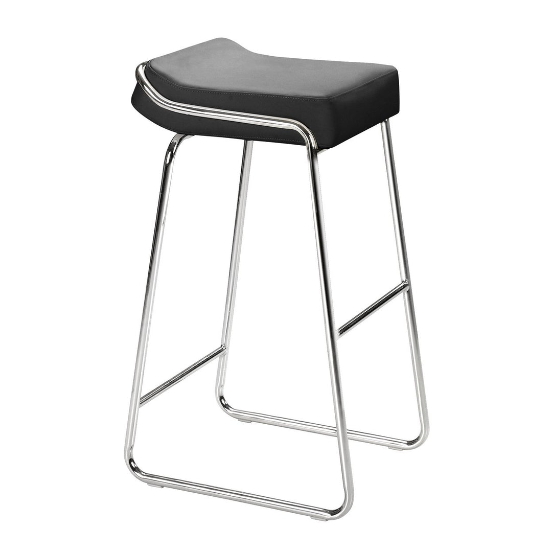 Wedge Barstool Set of 2 Chrome Steel Frame Polyurethane Cushion Modern Design Image 1