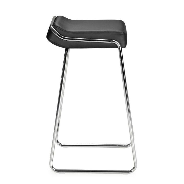 Wedge Barstool Set of 2 Chrome Steel Frame Polyurethane Cushion Modern Design Image 3