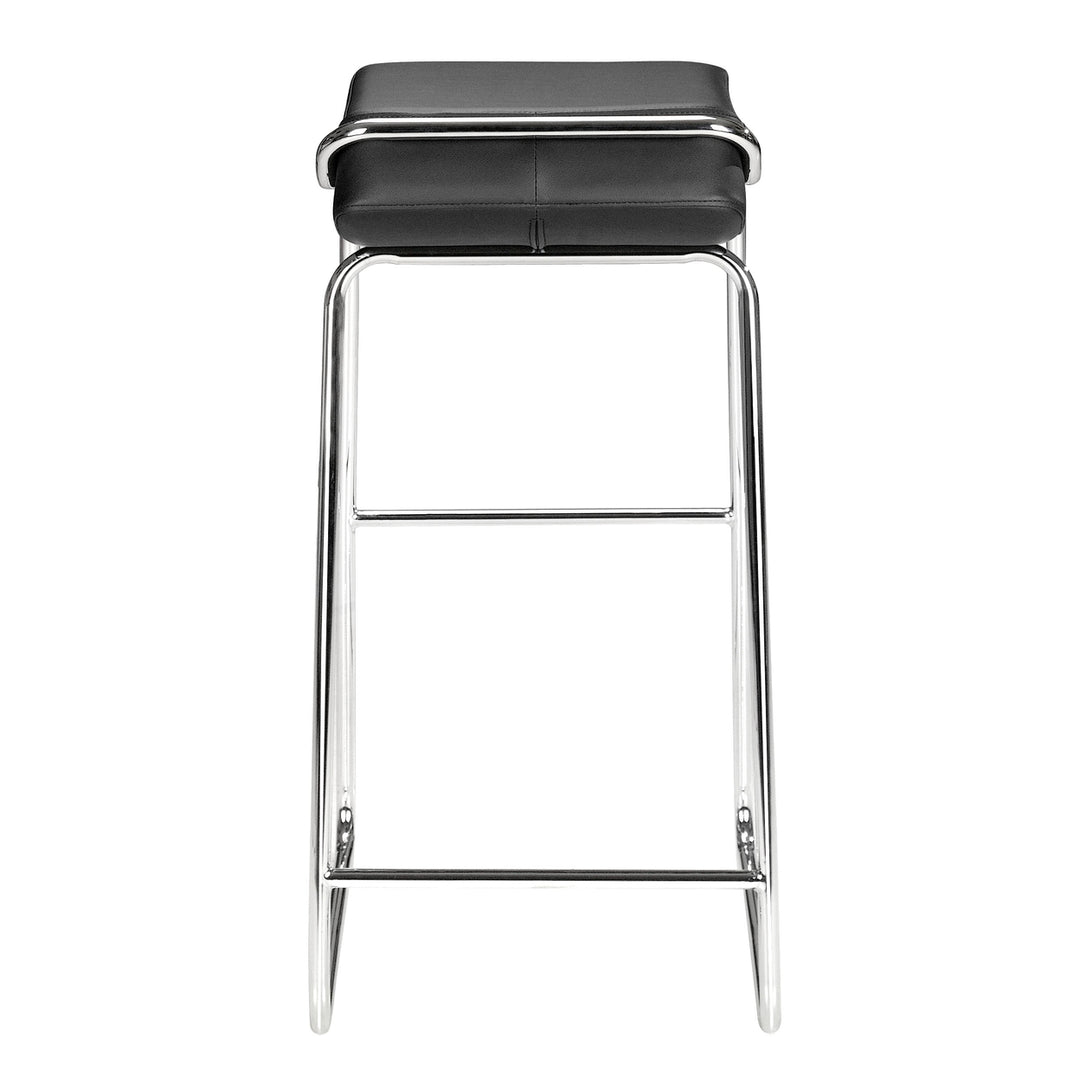 Wedge Barstool Set of 2 Chrome Steel Frame Polyurethane Cushion Modern Design Image 5