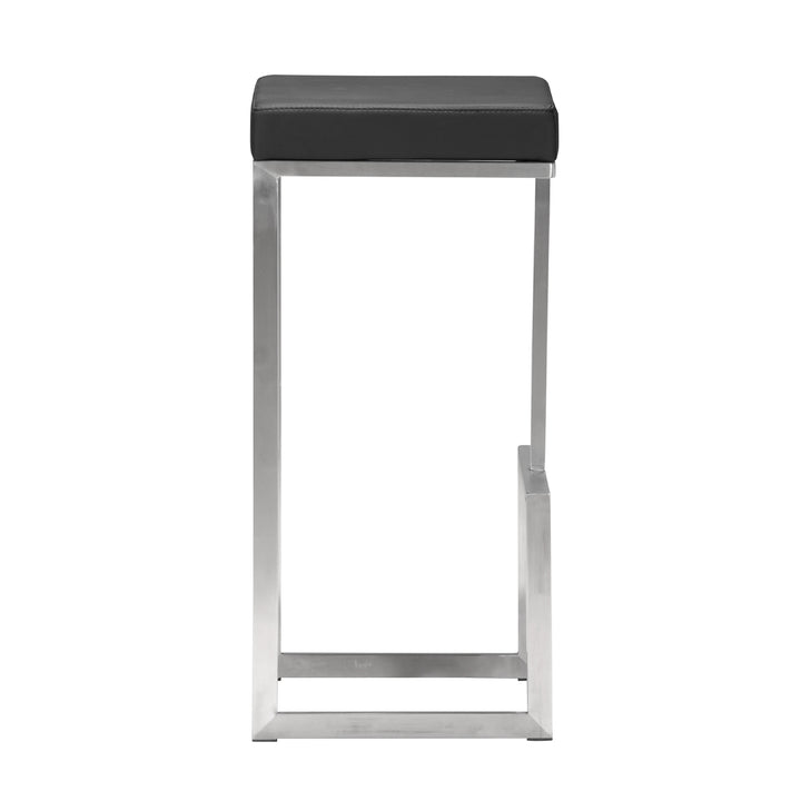 Darwen Barstool Set of 2 Stainless Steel Polyurethane Seat Modern Design Image 2