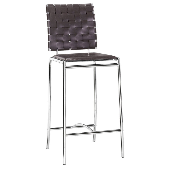 Criss Cross Counter Stool Set of 2 Chrome Frame Polyurethane Back Straps Image 1