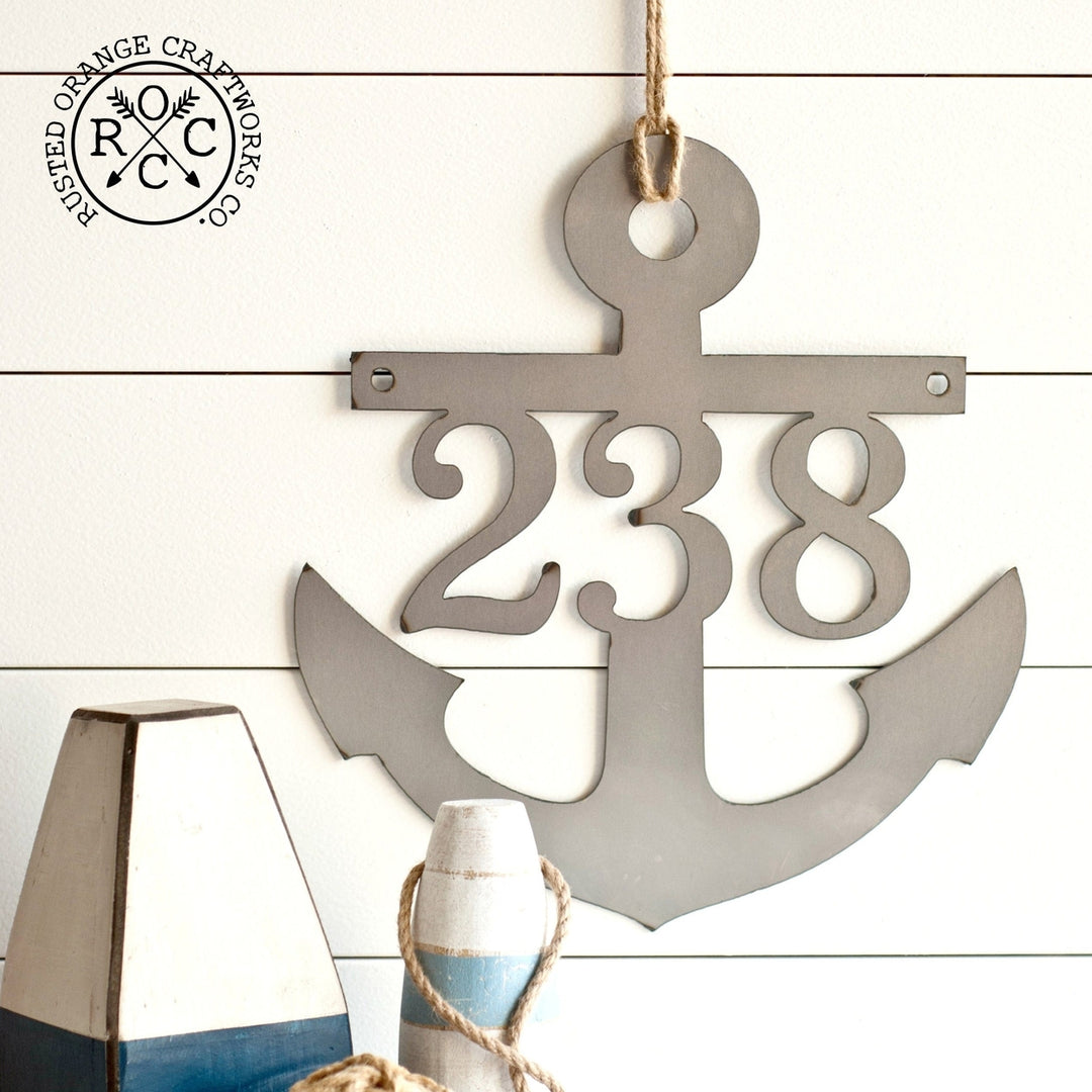 Anchor Address Plaque - Coastal House Numbers Plaque Beach Nautical Decor Image 3