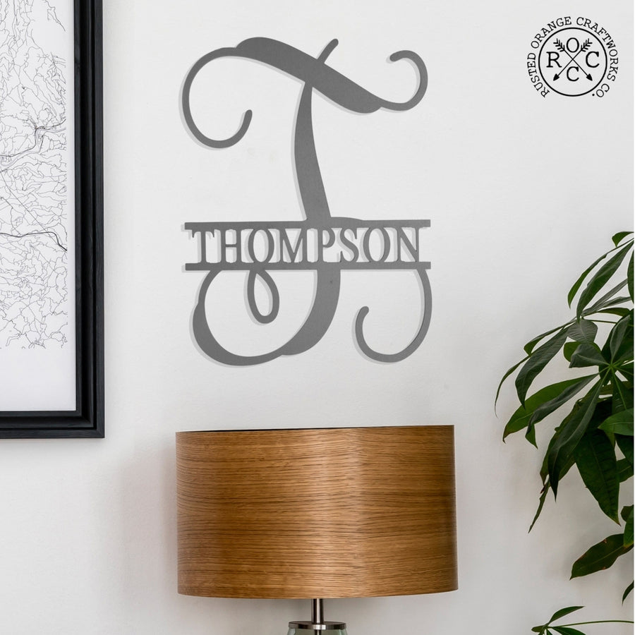 16" Fancy Letter Monogram - Custom Metal Family Sign House Name Plates Image 1