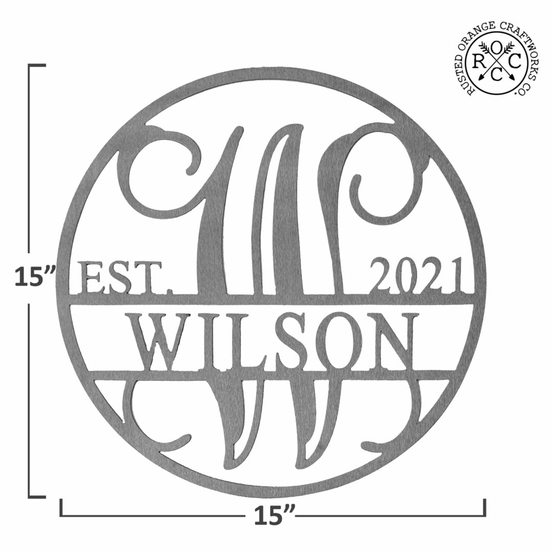 15" Established Circle Name and Date Monogram - Custom Wreath Hanger Image 7