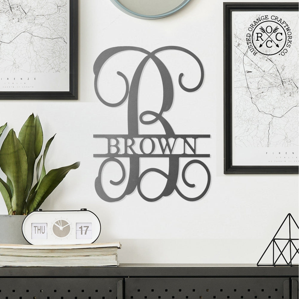 16" Fancy Letter Monogram - Custom Metal Family Sign House Name Plates Image 2