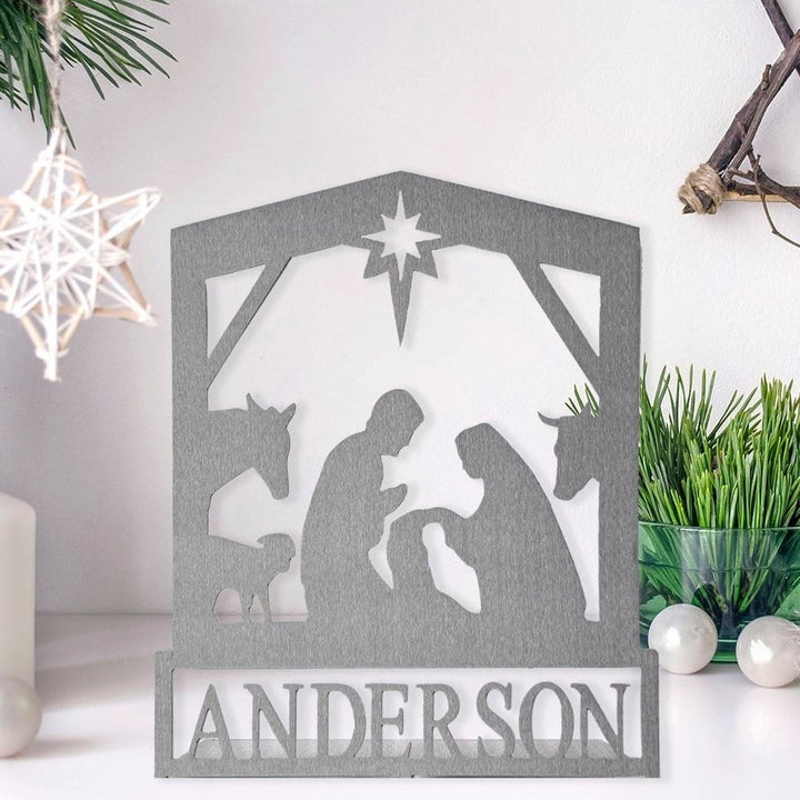 12" Standing Nativity Silhouette - Personalized Christmas Nativity Set Image 3