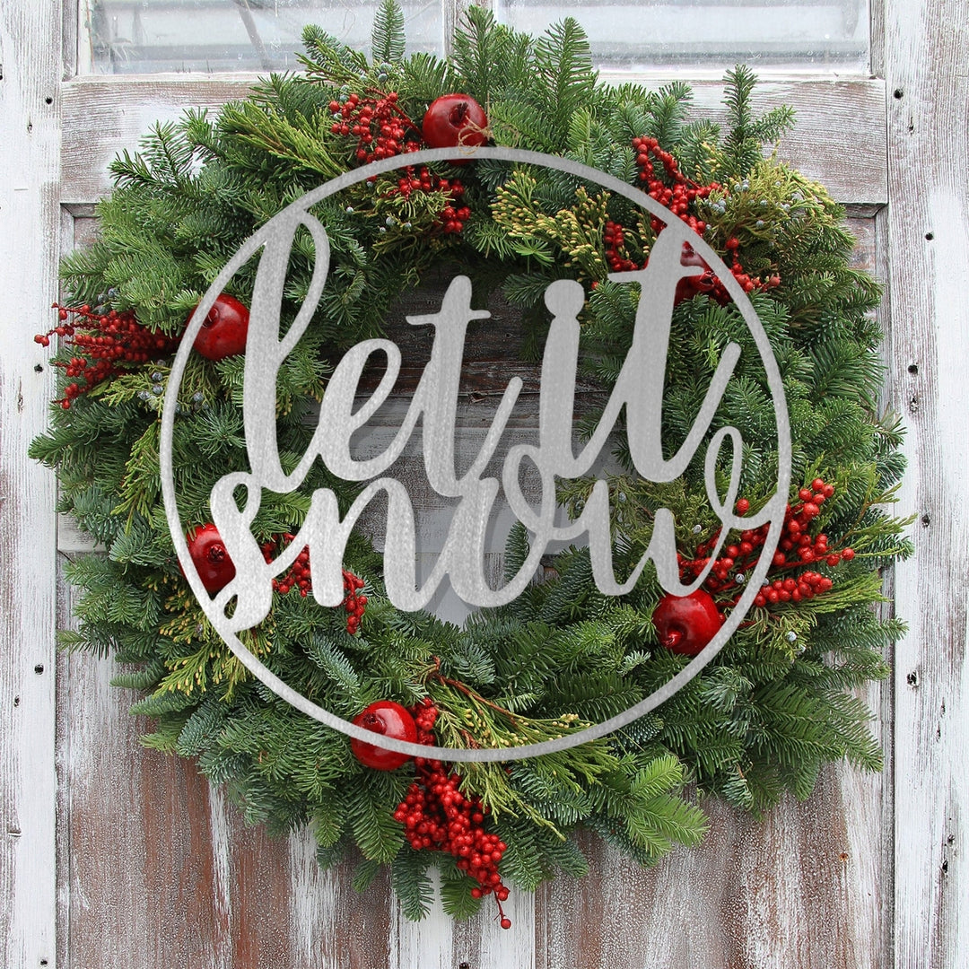 Winter Greeting Signs - Metal Christmas Wreath Decor Image 7