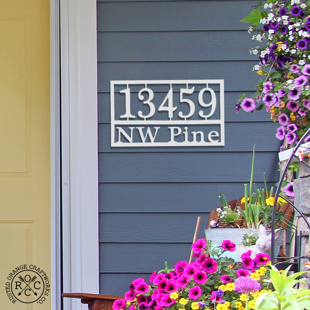 Home Address Plaque - 3 Sizes - Personalized Metal Street Name and House Numbers Sign Image 1