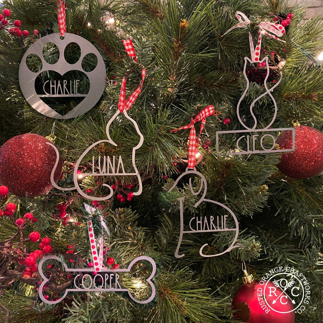 Mans Best Friend Christmas Ornaments - 2 pack - Paw Print and Animal Ornaments Image 1
