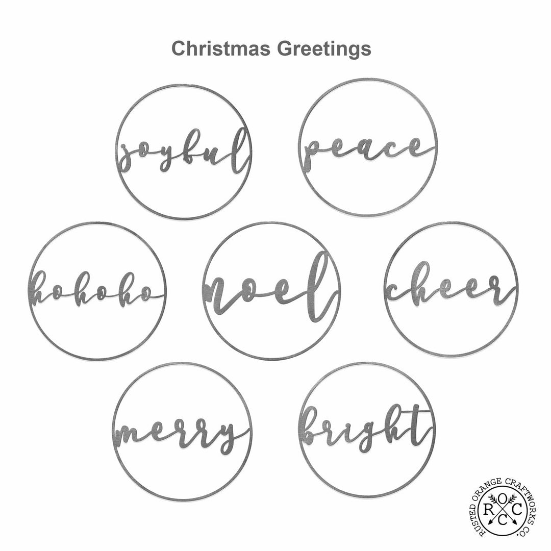 Minimalist Christmas Greetings - Round Metal Holiday Sign for Front Door Image 10