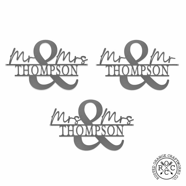 Mr and Mrs Personalized Name Sign - Couple Gifts  For Bedroom Image 1