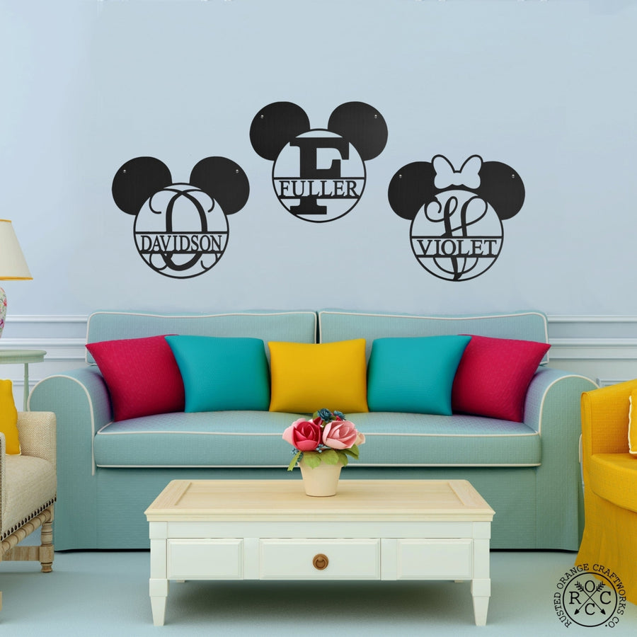 Mouse Ears Monogram - 15" - Personalized Name Sign For Kids Room Image 1