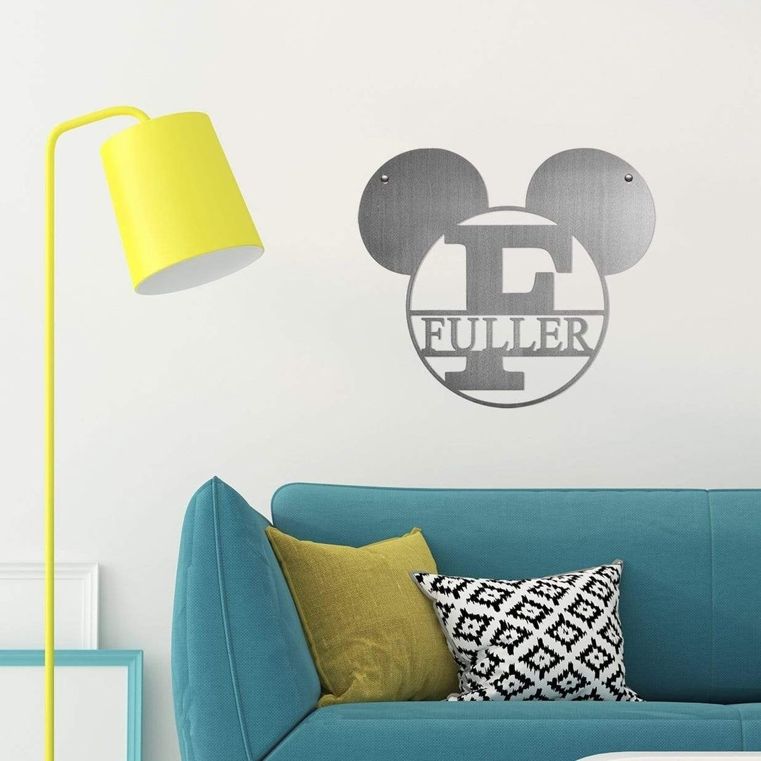 Mouse Ears Monogram - 15" - Personalized Name Sign For Kids Room Image 1