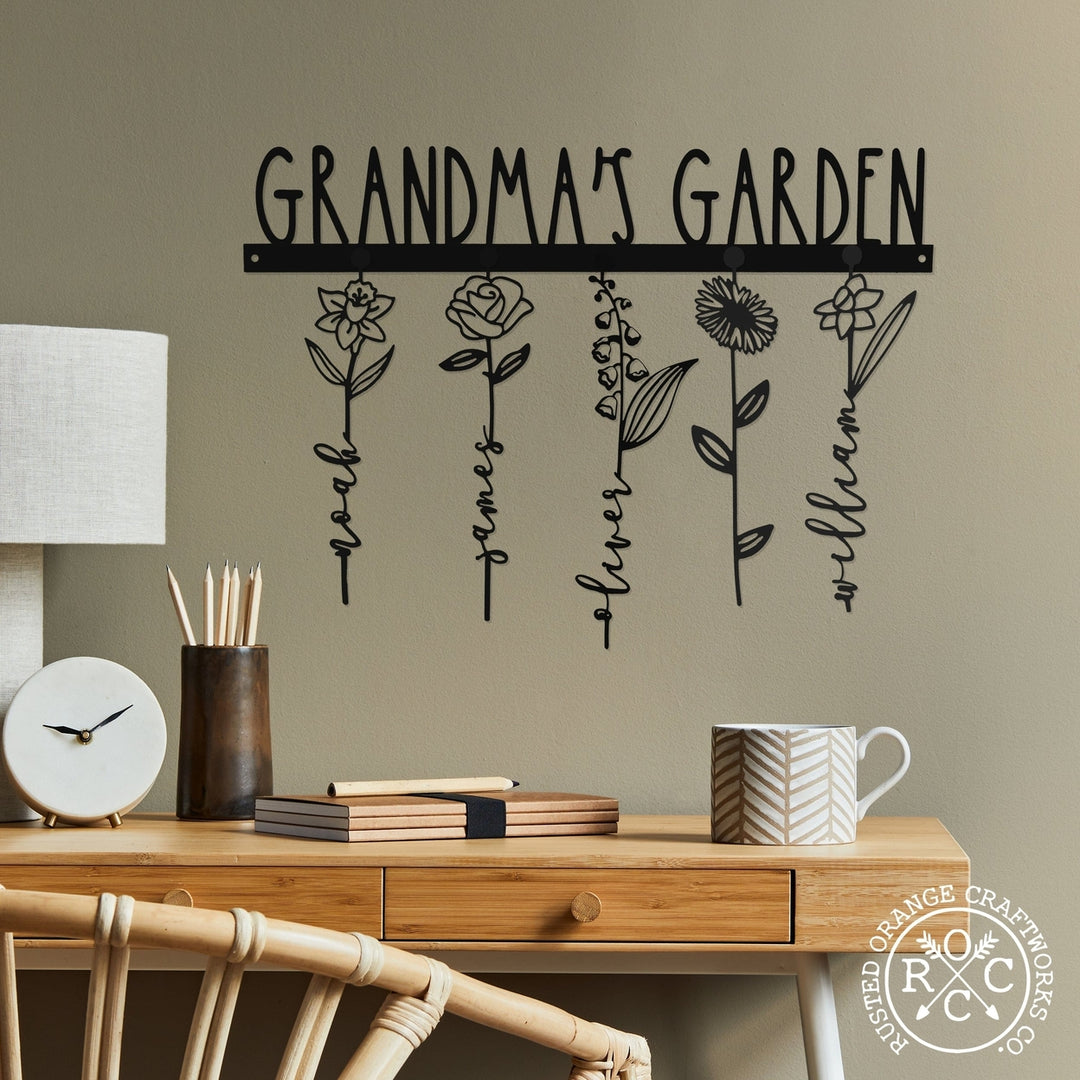 Our Family Garden - Personalized Birth Month Flowers Family Name Sign Image 3