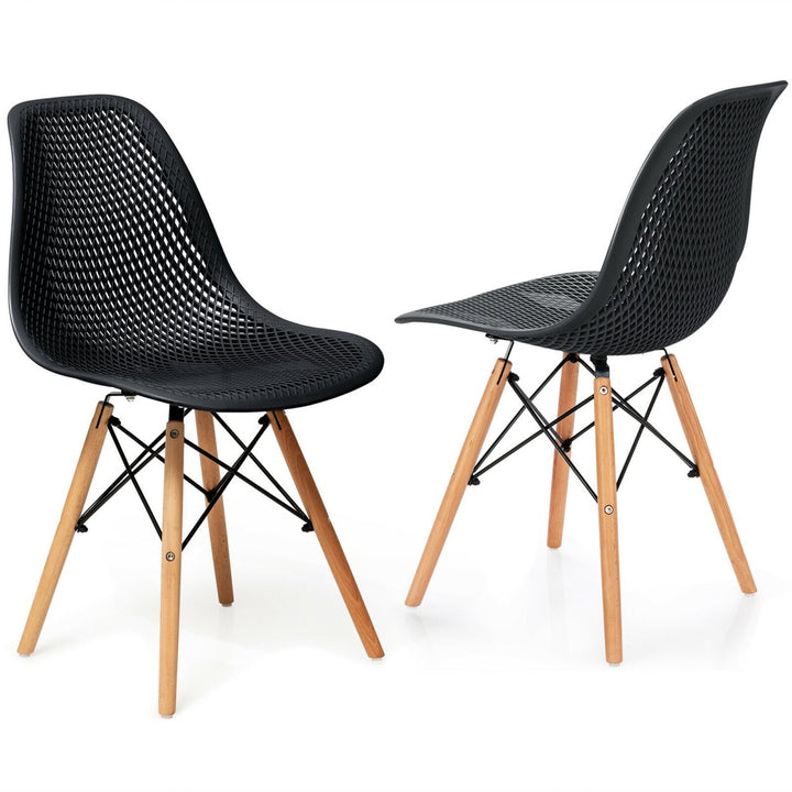 2PCS Modern DSW Dining Chair Office Home w/ Mesh Design Wooden Legs Image 5