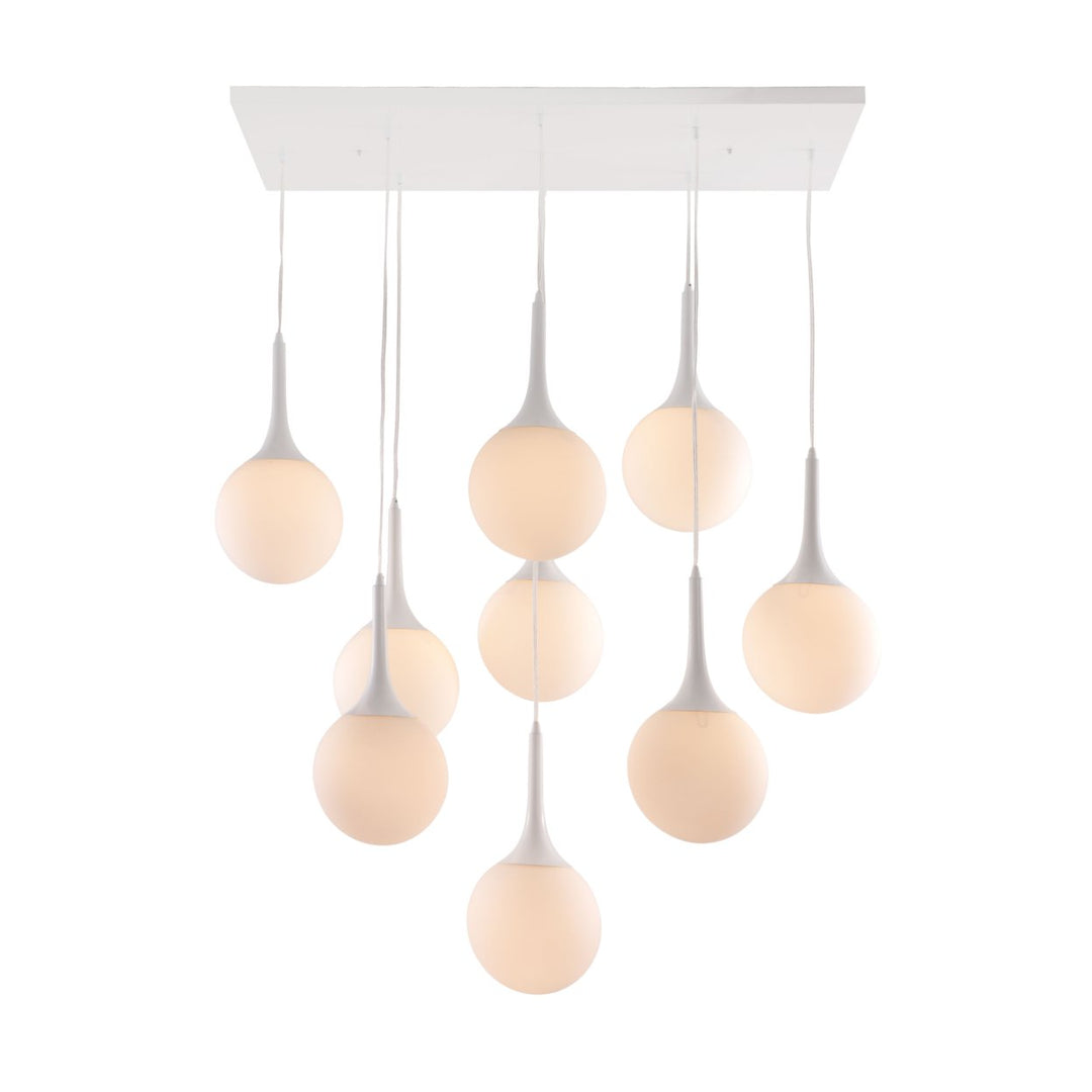 Epsilon Ceiling Lamp White 9 Pendant Orbs Frosted Glass Steel Base E26 25W UL Listed Image 3