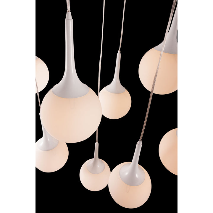 Epsilon Ceiling Lamp White 9 Pendant Orbs Frosted Glass Steel Base E26 25W UL Listed Image 4