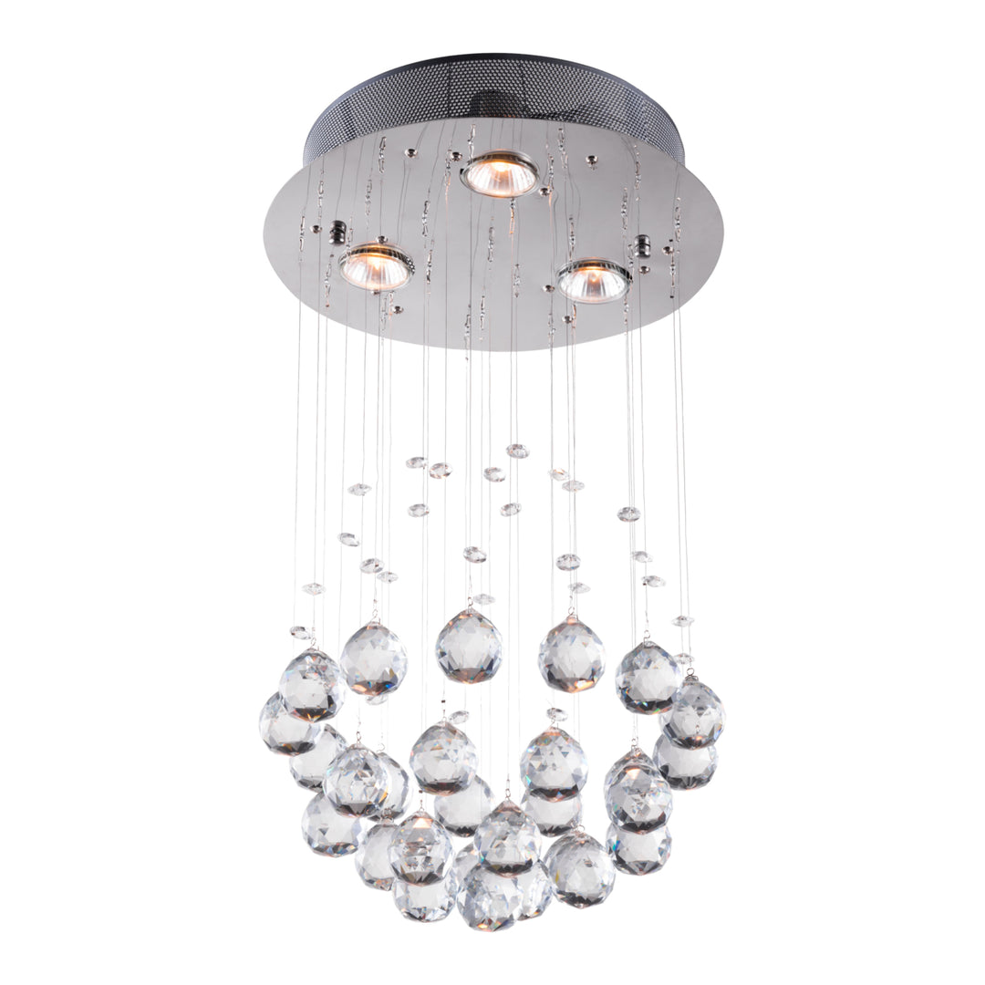 Pollow Ceiling Lamp Chrome Crystal Pendant Light 3xGU10 Halogen Bulbs Included Image 1