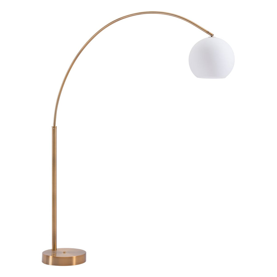 Griffith Brass Arc Floor Lamp Modern Design Living Room Lighting Adjustable Height Image 1