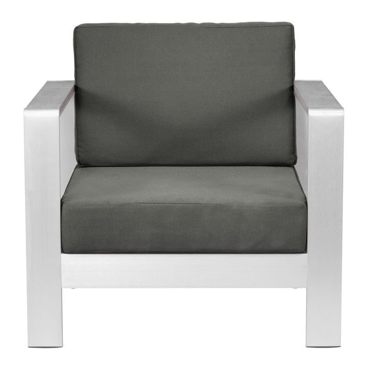 Cosmopolitan Armchair Dark Gray Outdoor Aluminum Frame with Plush Cushions Image 3